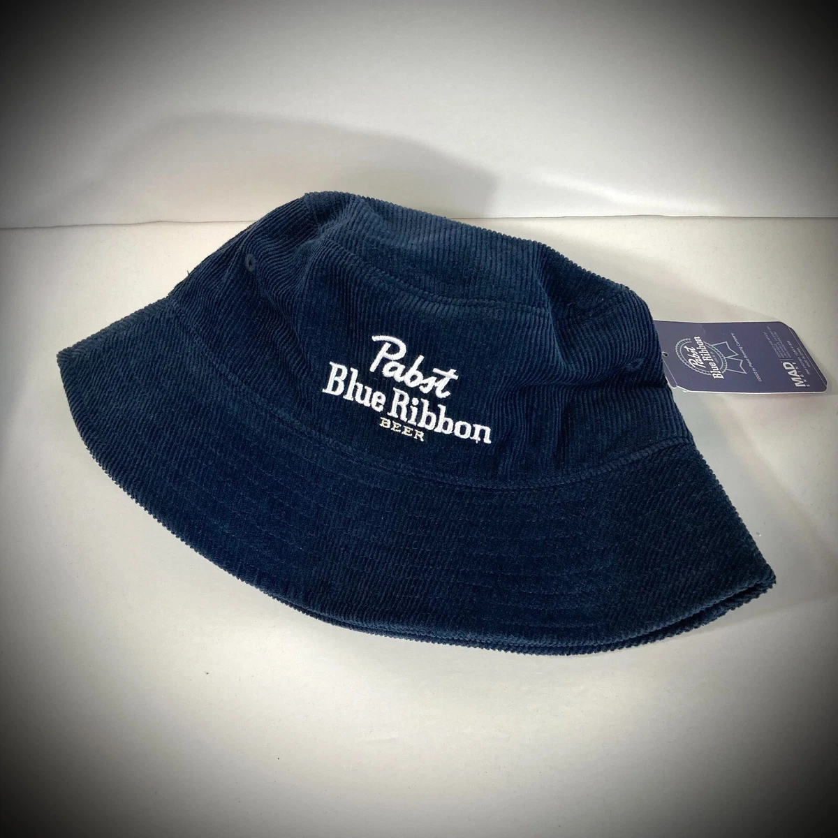 PABST BLUE RIBBON BUCKET HAT corduroy navy blue PBR fisherman cap