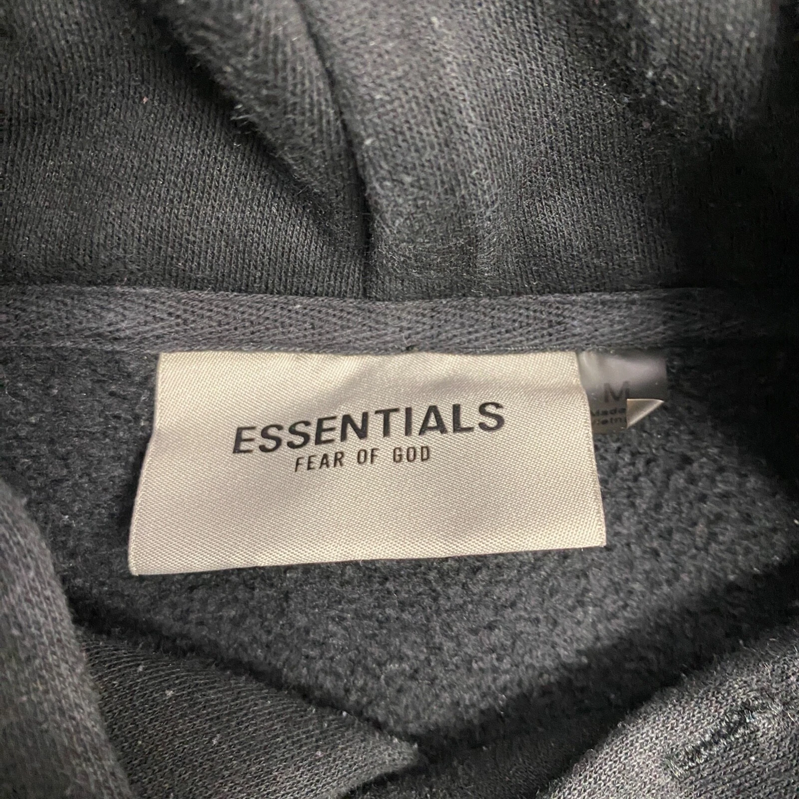 Felpa con cappuccio Fear Of God Essentials donna media nera oversize relax boxy con cappuccio FOG