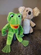 Vintage Set/Lot of two R. Dakin Hand puppets 1982 Frog 1979 Koala EUC