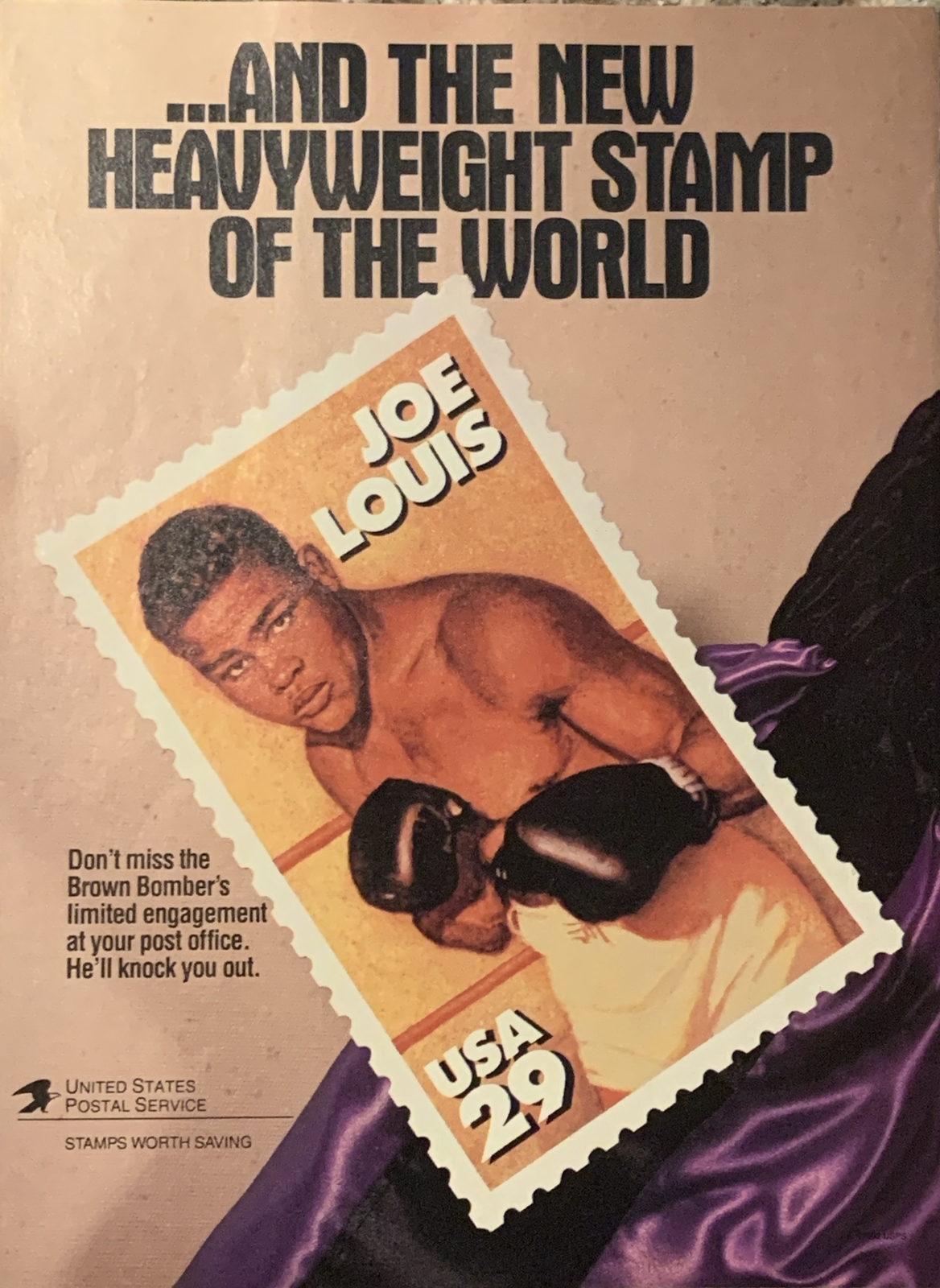 1993 US Postal Service USPS Joe Louis Stamp PRINT AD Limited Edition VTG 1990s