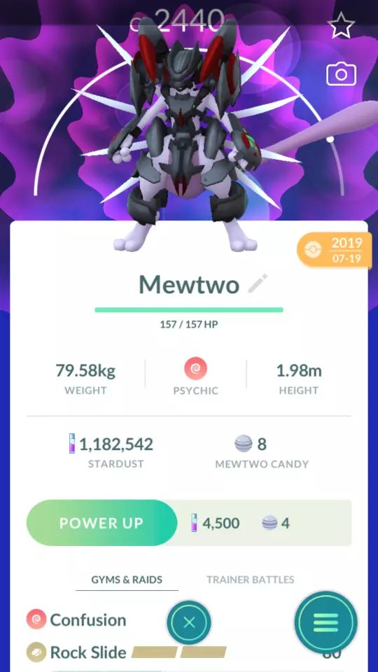 Pokémon Mewtwo Armored - T r a d e Go Registered 20k Stardust