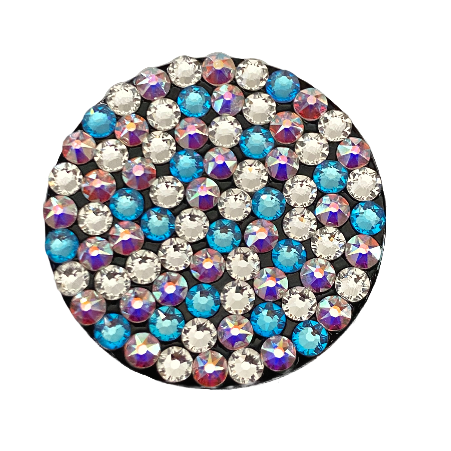 Handmade Bling Black Popsocket made with Clear, AB & Lt Blue Swarovski Crystals-image