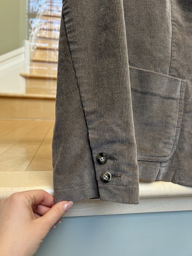 VTG LL Bean Brown Tan Corduroy Blazer Jacket Womens Sz 14 Pockets Button Stretch - Picture 3 of 8