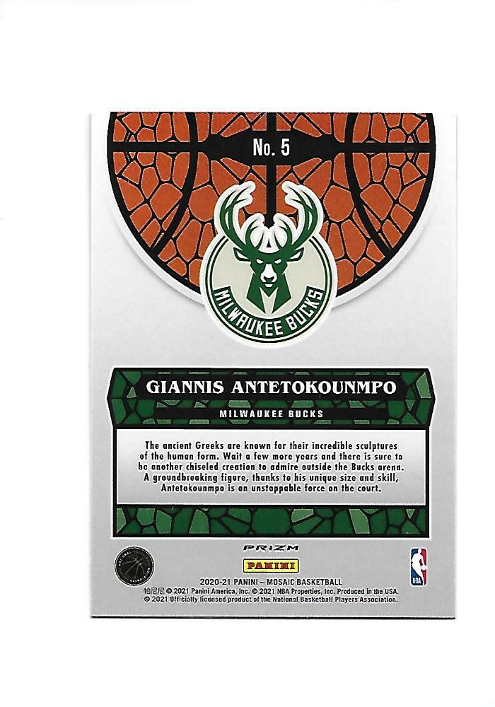 2020-21 PANINI MOSAIC Stained Glass Case Hit #5 GIANNIS