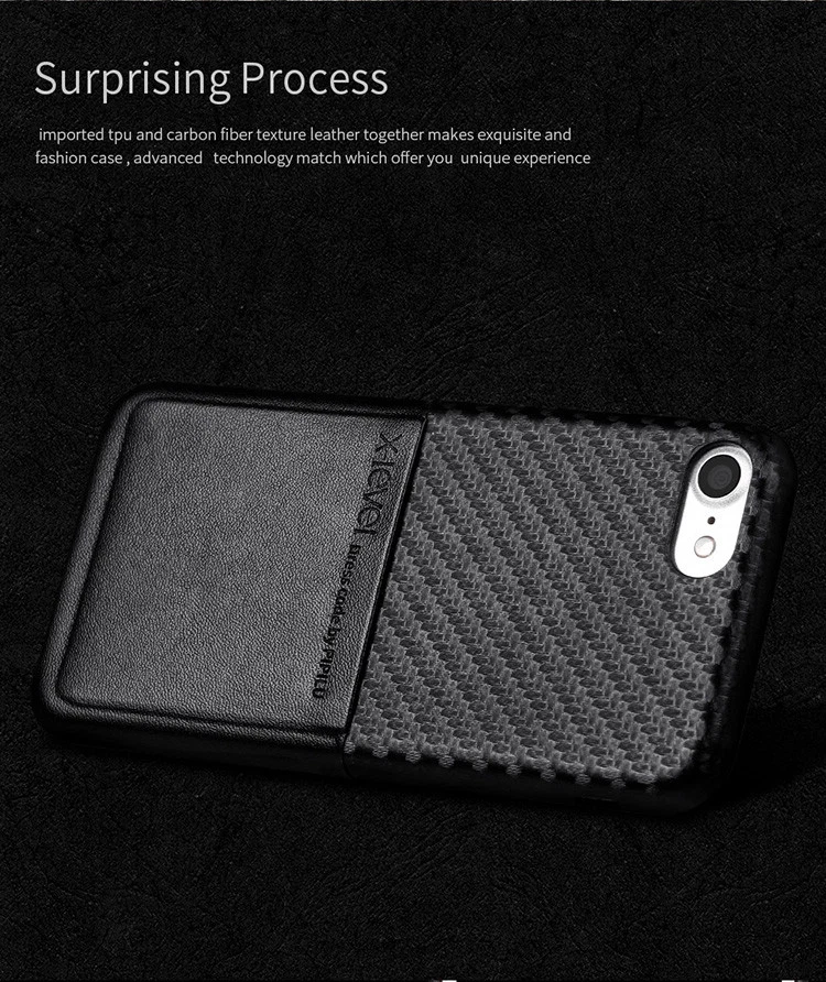 For iPhone 7/8 X-Level Luxury Cardcase Carbon Fiber Effect / PU Leather  NEW — 第 2/4 张图片
