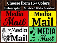 50 MEDIA MAIL LABELS 2.25" BUSINESS SHIPPING STICKERS THANK YOU BOOKS MUSIC