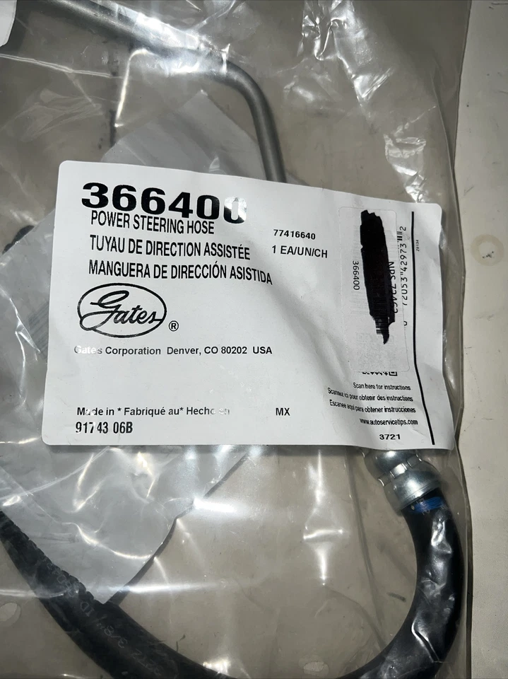 Conjunto de manguera de línea de presión de dirección asistida Gates 366400 Foto 2 de 4