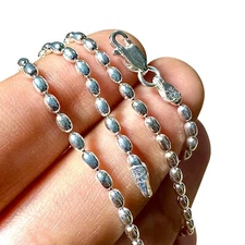 925 Sterling Silver 2.5MM Oval Bead Chain Necklace (16–36 inch, Italian made)