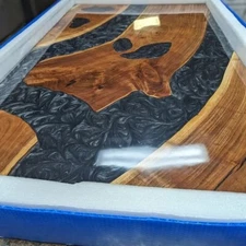 Grey Epoxy Resin Handmade Coffee Table Top Made To Order Resin River Coffee Tops