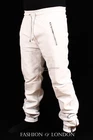 Men's JOGGER White Lambskin Premium Leather Jogging Trouser Track Suit Draw Pant