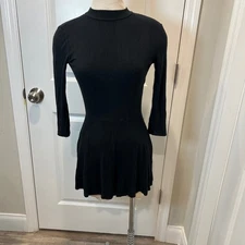 Black Ribbed Mock Neck Cutout Back Long Sleeve Romper