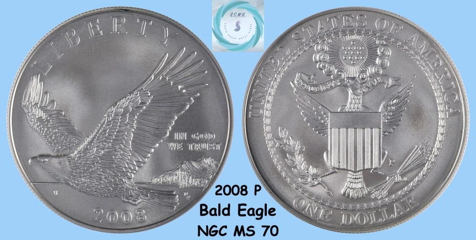 2008-P Bald Eagle Silver Dollar NGC MS 70 - Perfect & Cert Varies - Image 4 of 4
