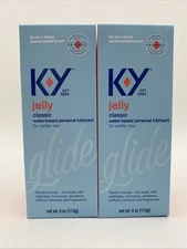 KY jelly classic Water-based personal lubricant 4 oz. - Lot of 2