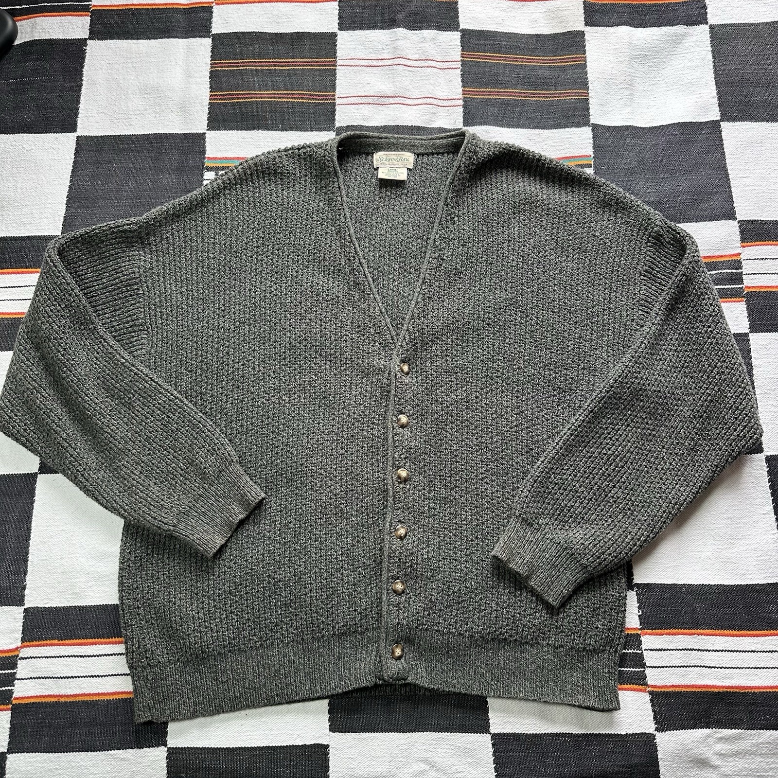 Vintage 90’s St. John’s Bay Ribbed Grandpa Cardigan Sweater. Large. USA. Rare. image 3