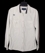Roar Signature Men's Button Shirt Size L Ribbed Whipstitch Rockabilly Western