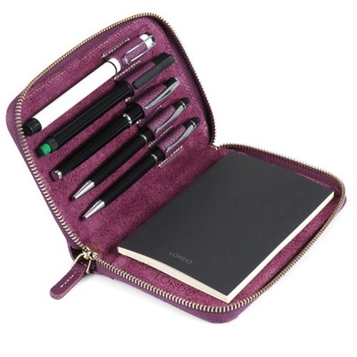 Genuine Leather Padfolio   Portfolio Folder with Pencil Holder, Notepad & Zip...