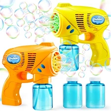 JOYIN 2 Bubble Guns with 2 Refill Solution (10 oz Total), Bubbles Maker, Blower