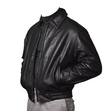 Men's Black Leather Bomber Jacket  Real Lambskin Flight Inspired Classic Coat