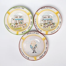 Cafe Paradiso Palm Beach Restaurant Hand Painted Trinket Dish Ashtray Lot Vtg