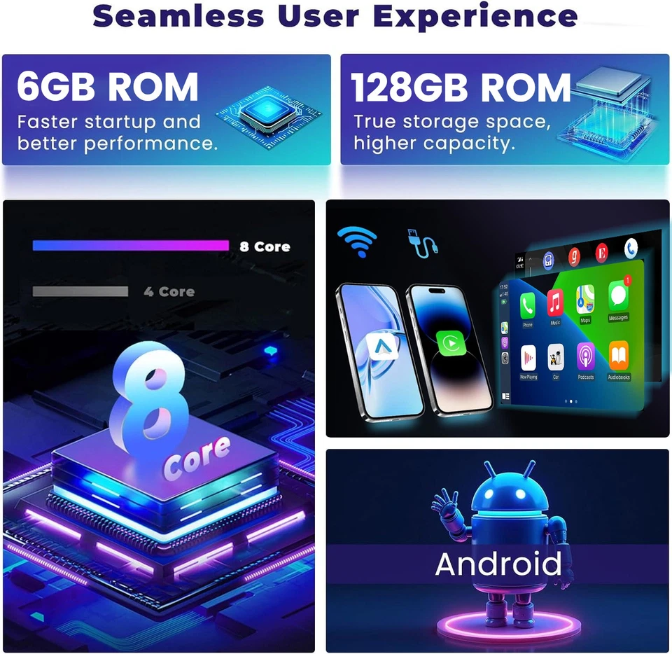 6GB+128GB Für Ford Focus II Mk2 2004-2011 Autoradio GPS NAVI 2DIN Android 15 DSP - Bild 4 von 4