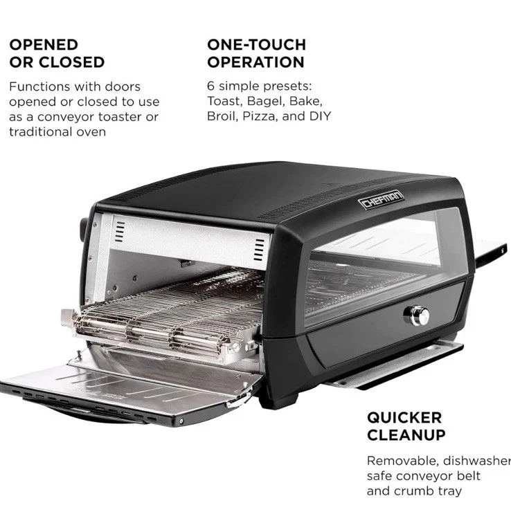 Horno tostador transportador de alimentos Chefman, cinta móvil para tostar pan Foto 4 de 4