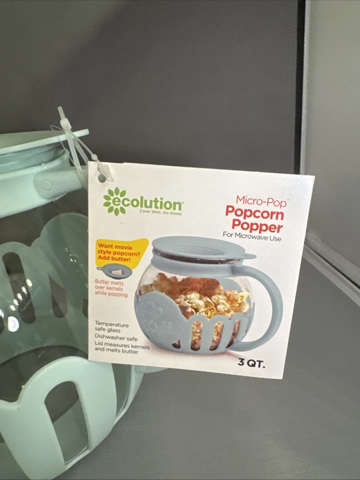 Nuevo popper palomitas de maíz Evolution Micro-Pop para uso en microondas 3 cuartos de galón. Aqua tamaño familiar Foto 2 de 4