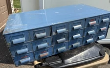 Metal Storage Steel Cabinet 18 Drawer Parts Bin Tools Organizer 34x17 Deep