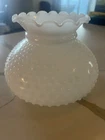 White Milk Vintage Glass Hobnail Ruffled Globe Round Lamp Shade 7" Fitter