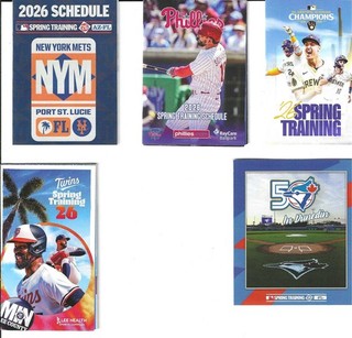LOT OF FIVE DIFFERENT 2026 MLB SPRING TRAINING POCKET SCHEDULES!!