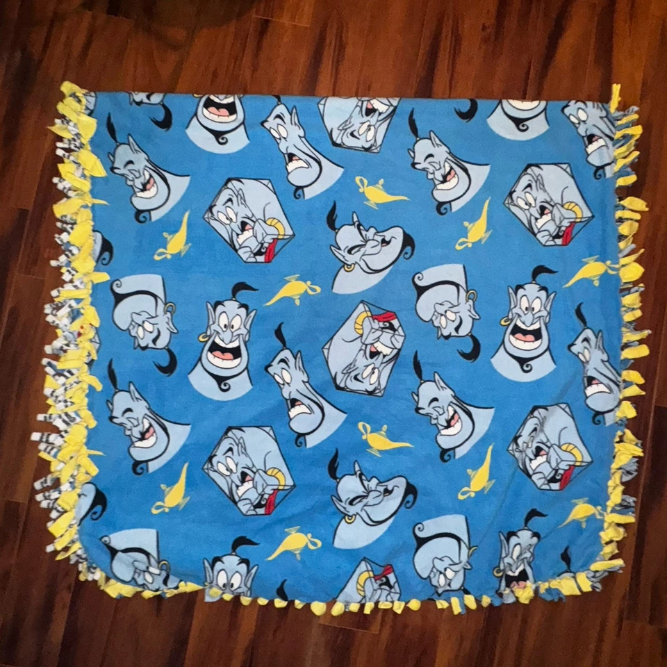 Disney Aladdin Genie Fleece Corbata Manta Hecha a Mano Doble Capa Flecos 95x52 Cuerpo Foto 2 de 4