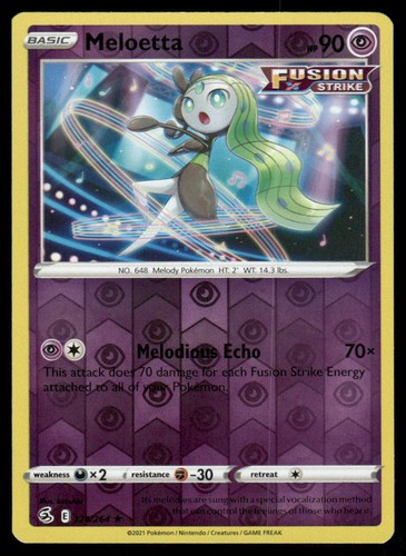Meloetta 124/264 Rare Fusion Strike Pokemon Reverse Holo Near Mint