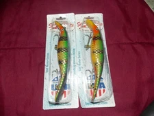 (2) NEW Swim Whizz Homer LeBlanc Musky/Pike Salt Water Series PERCH 7.75" 12/25A