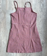 Art Class Casual Dress Sleeveless Stretch Mini Slit Girls L (12/14) Pink Brown