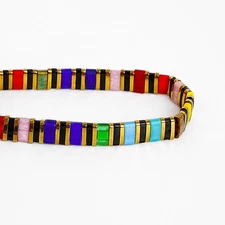 Tile Tila Bracelet, Stackable Boho Glass Bead Bracelets,Summer Jewelry-RAINBOW