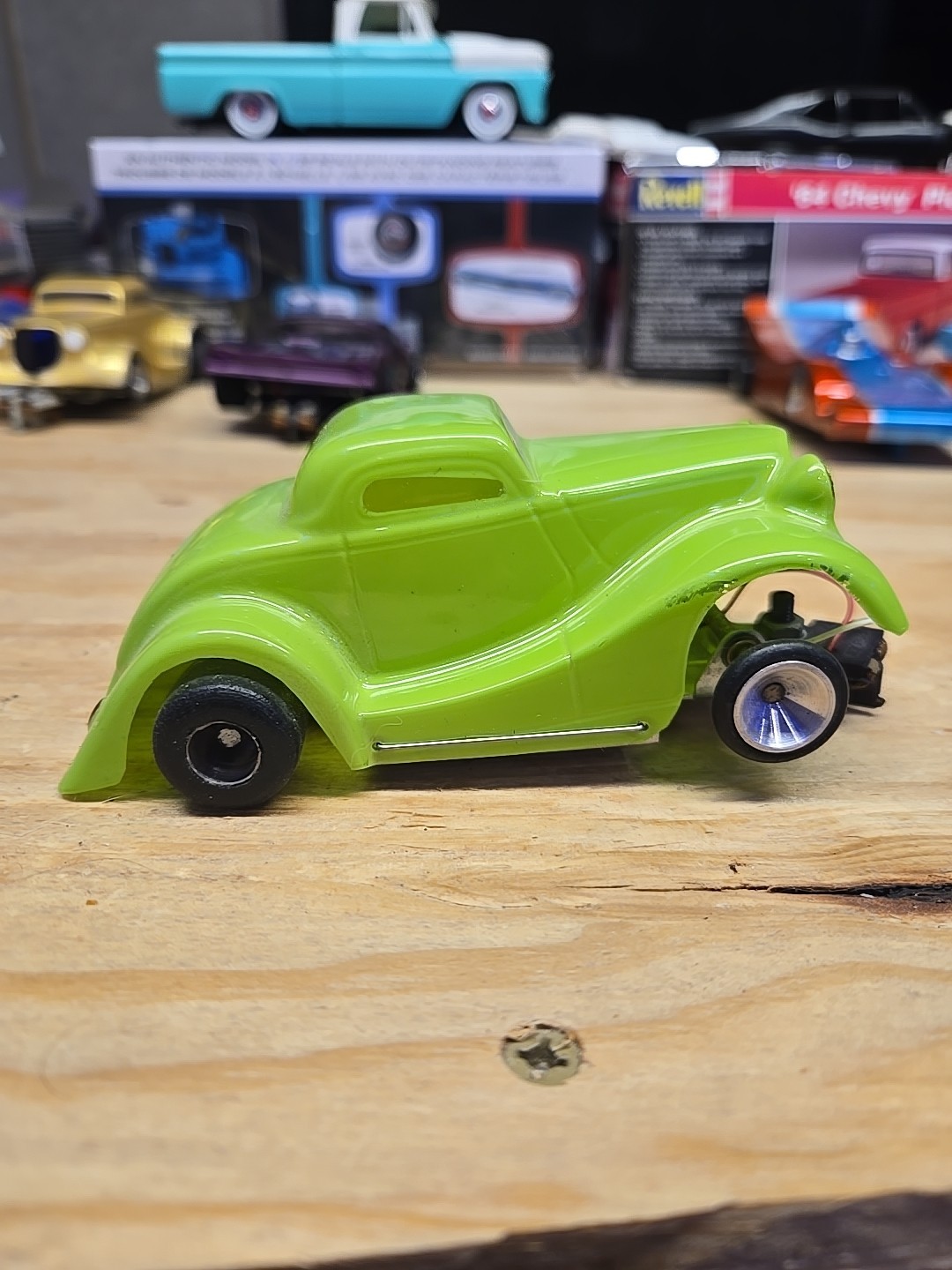 1/32 Green 33 Ford Coupe Womp Slot Car 14k Rpm Homeset Motor Silicone Rears