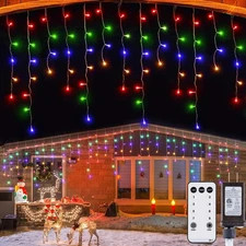 40 FT 432 LED Icicle Christmas Lights Outdoor with 81 Drops - 8 Modes, Remote