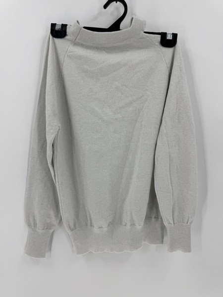 Sz M White long-sleeved single-breasted off-shoulder top