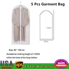 5 Pcs Garment Bag Travel Suit Dress Clear Clothes Cover Full Zipper Coat Carrier