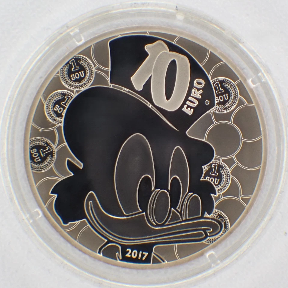 2017 MONNAIE DE PARIS 10 欧元 22 克 0.9 银 DONALD DUCK PROOF 硬币 — 第 2/4 张图片