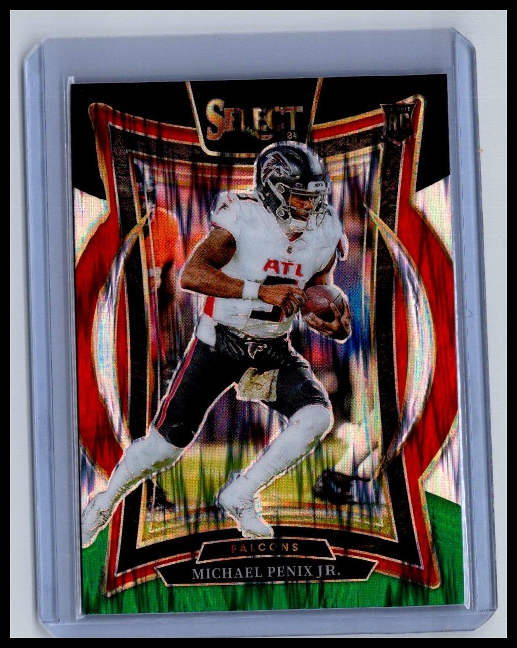 Michael Penix Jr. 2024 Panini Select #80 Black & Green Prizm Shock