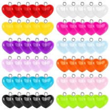 Heart Charms, 60Pcs Valentines Love Pendant for Jewelry Making, Resin Charm