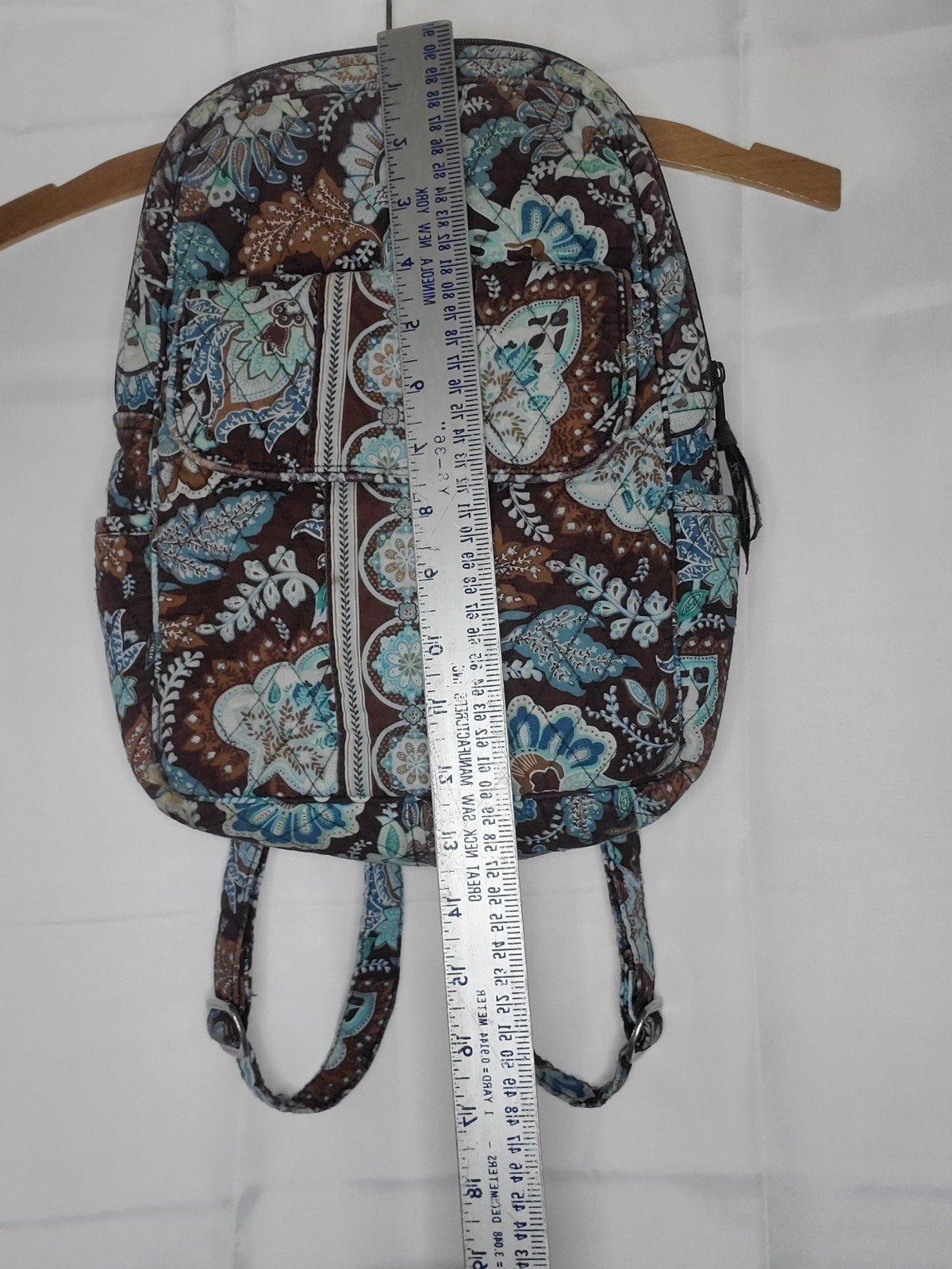 Vera Bradley Small Quilted Brown and Java Blue Fl… - image 6