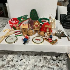 Vintage Lot Of Christmas Ornaments And Candle Holder