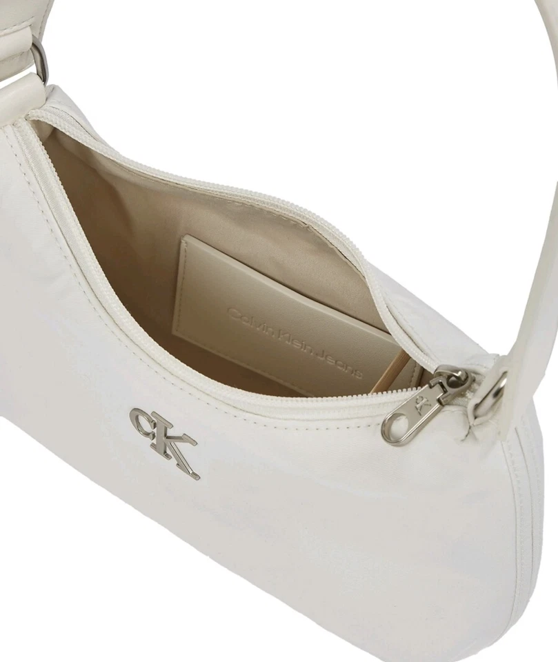 Calvin Klein CK zip-up shoulder bag  - White/Tofu - Image 4 of 4