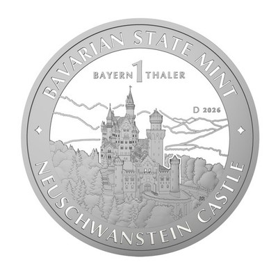 Deutschland Bayern Thaler 2026 Schloss Neuschwanstein 1 Oz Silber 999 UNZ