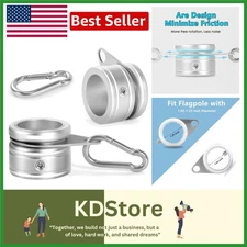 360° Rotating Aluminum Flag Pole Rings with Carabiner - Anti-Wrap Swivels (Pa...