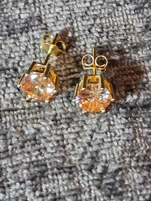 Elegant 2.0 Ct Champagne Portuguese Cut Moissanite Stud Earrings in Stamped 925 