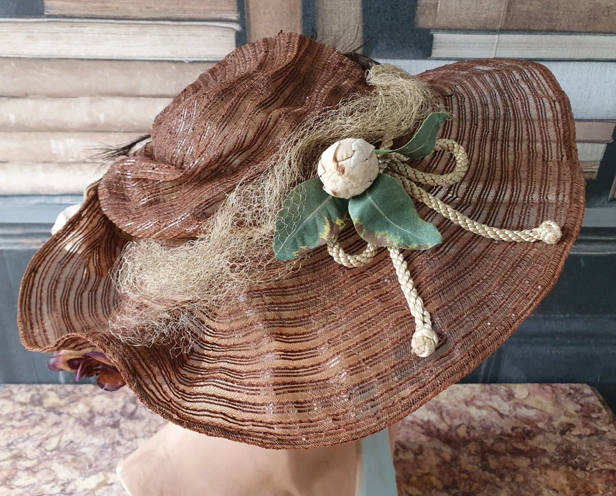 Lot Mercerie Ancienne : Fleurs En Tissu Blanc Et Parme + 5m De Voile Pour Chapeau - Création Artisanale