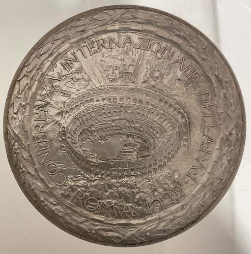 ROMA CONFERENZA INTERNAZIONALE DELLA F.A.I. 1922 MEDAGLIA GRANDE MODULO LIBERTY - Imagen 2 de 6