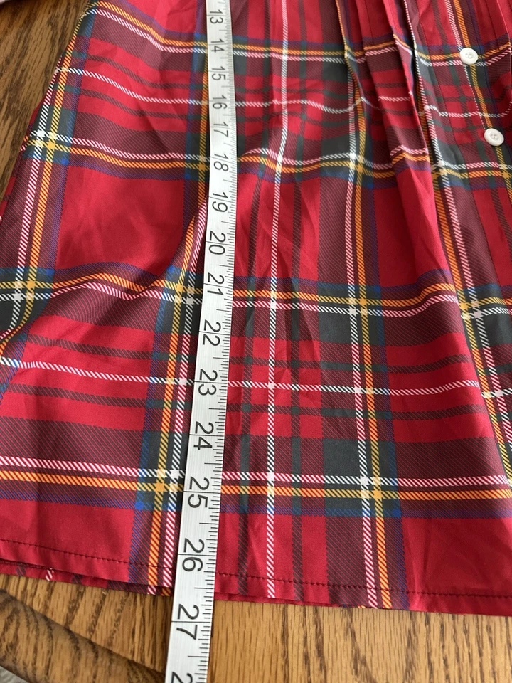 Blusa de mujer tartán plisada con botones roja a cuadros manga abullonada talla L ligera Foto 4 de 4